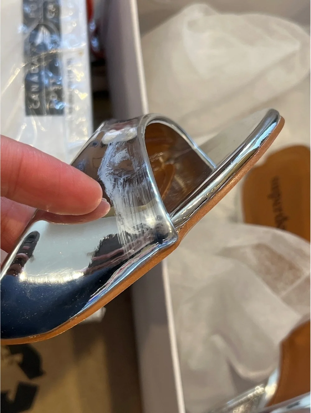 superdown Silver Metallic High Heel Slide Sandals